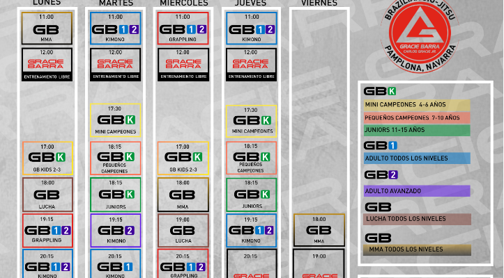 HORARIOS GRACIE BARRA PAMPLONA